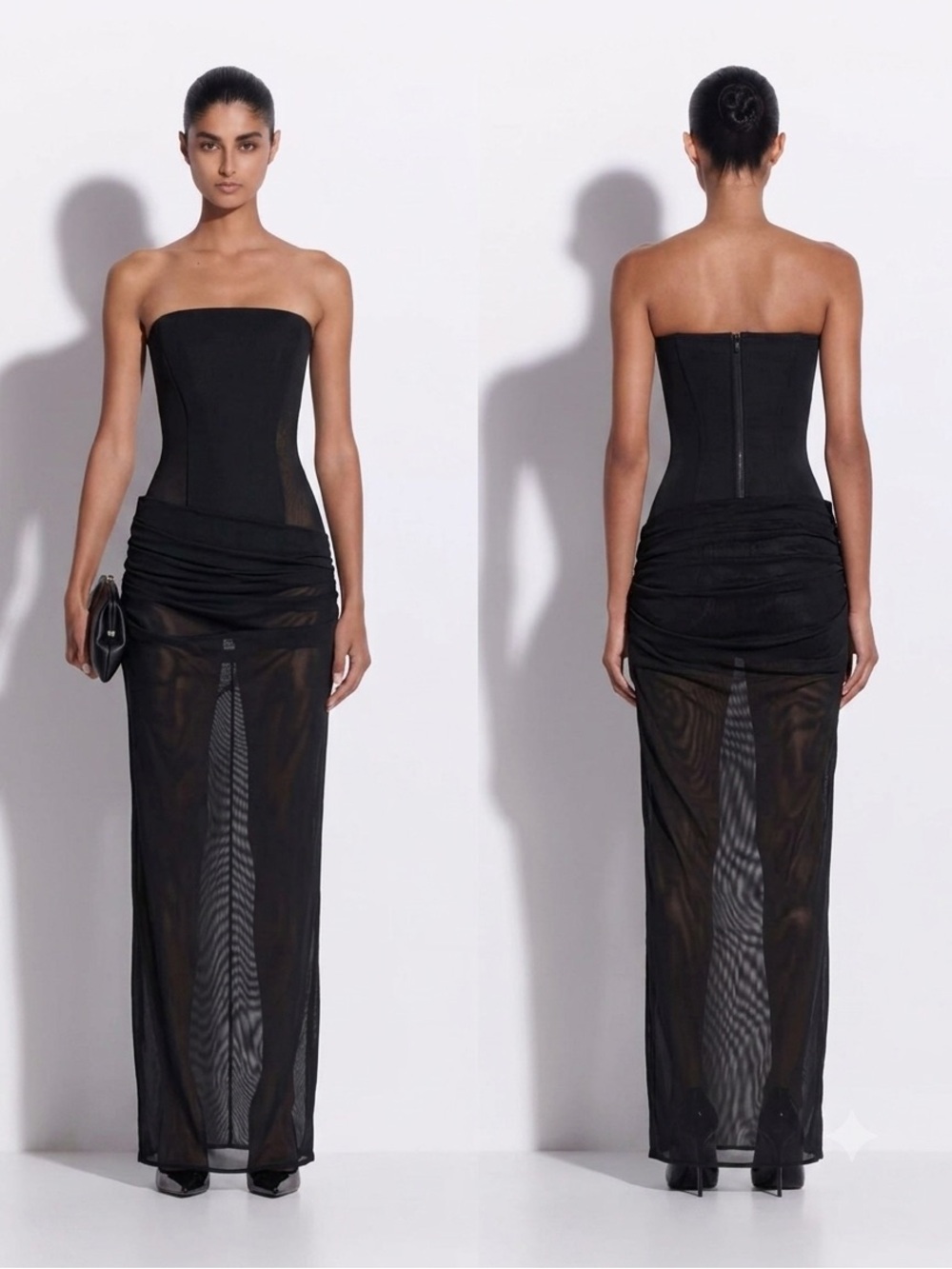 NWOT Alex Perry Sheer strapless corset dress Strapless Black Evening Gown